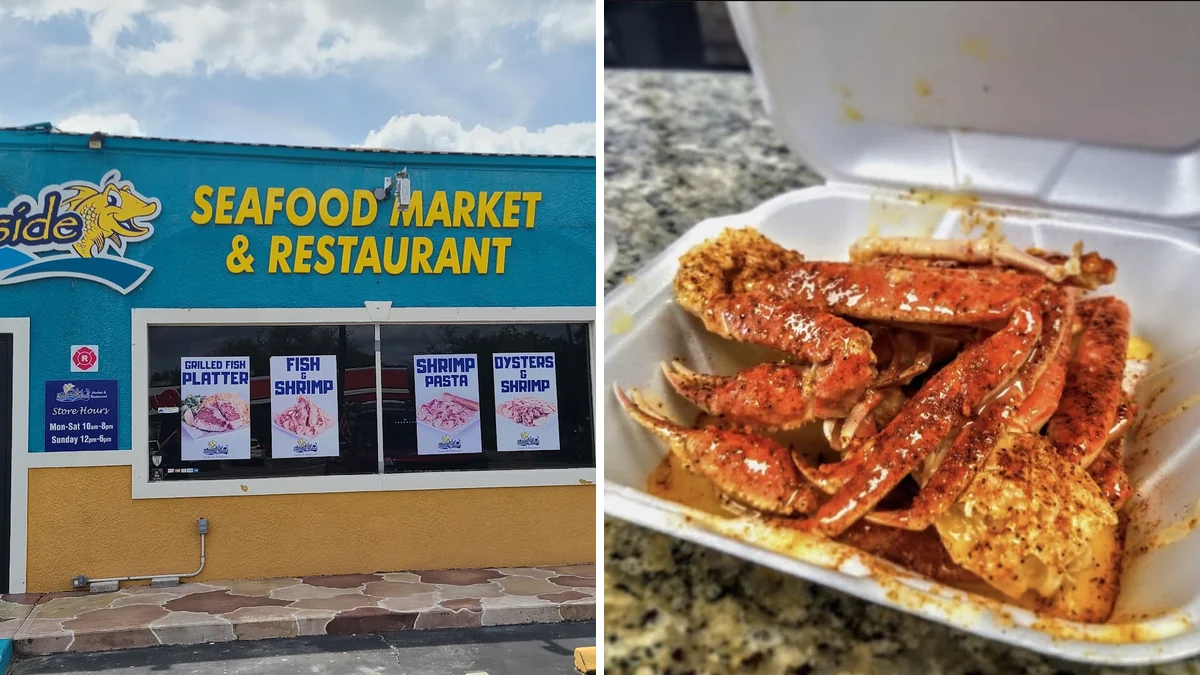 Prepared seafood display in a casual restaurant setting